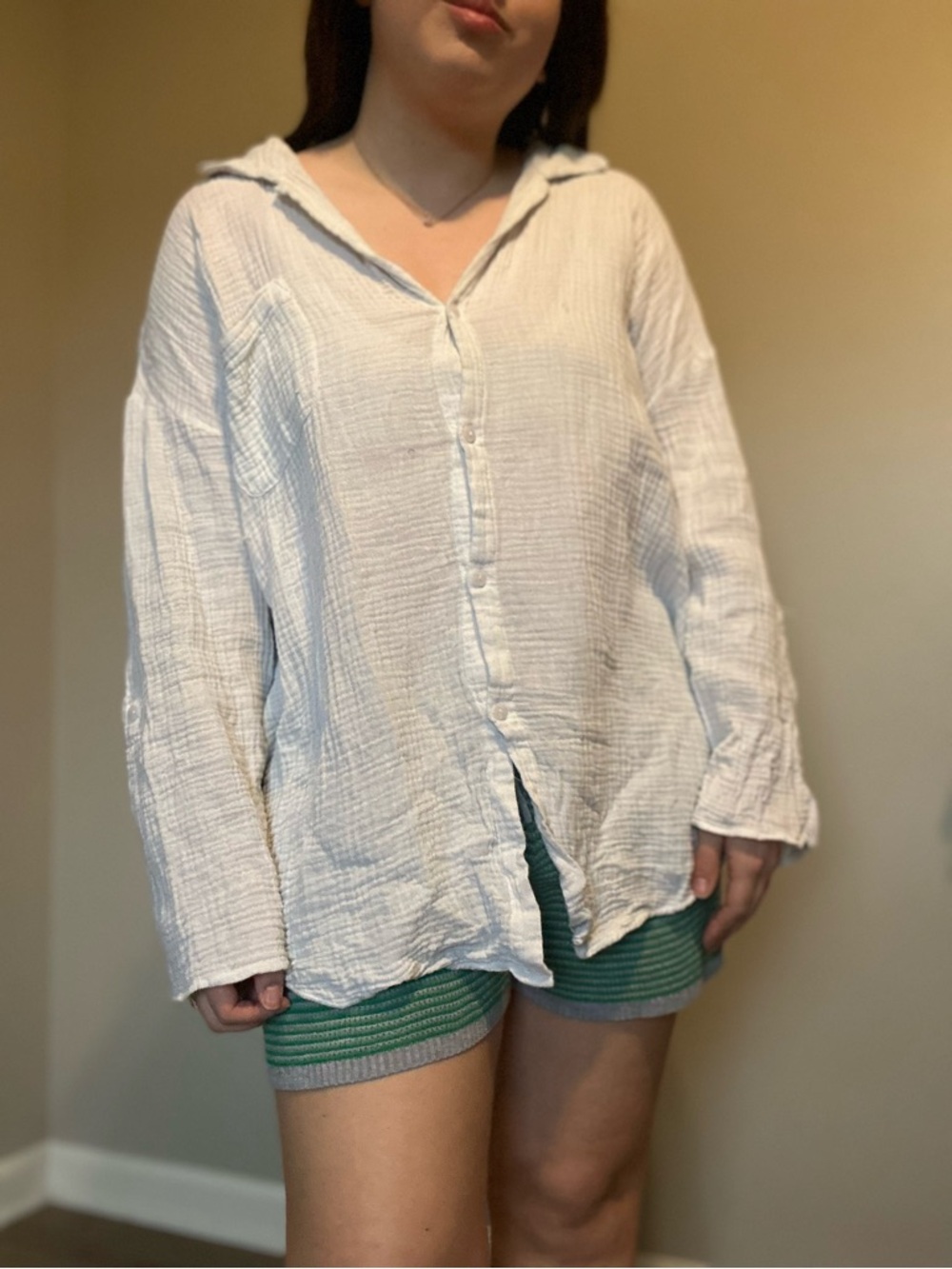 Coastal Comfort Lightweight Light Blue Button-Up Gauze Shirt Size XXL